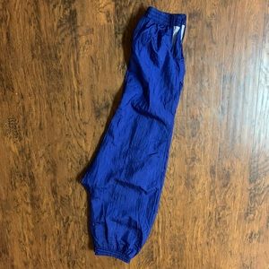 Blue Nylon Sweatpants with Drawstring